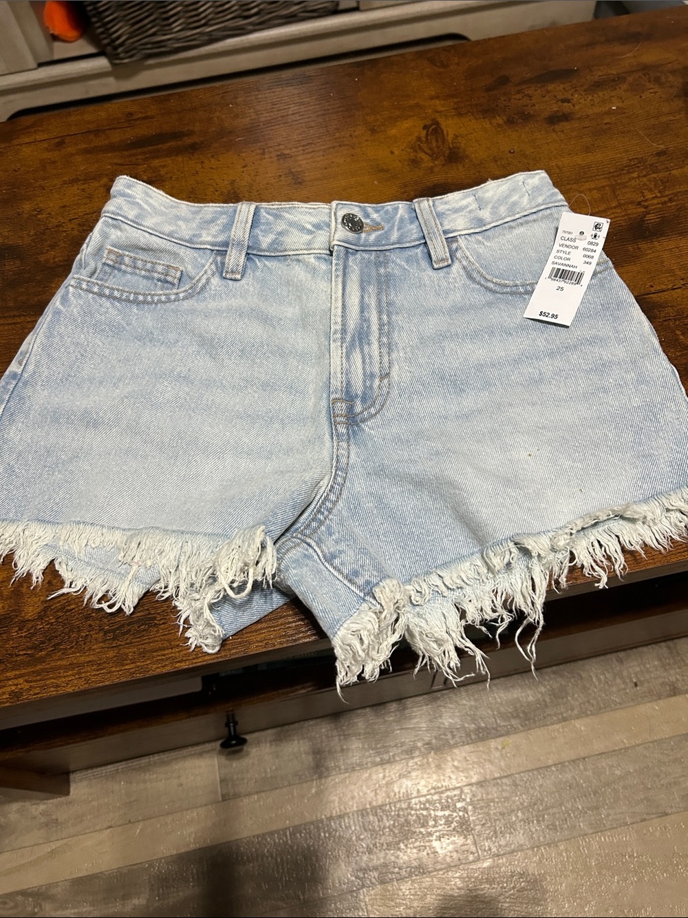 PacSun Light Blue Frayed Hem Denim Shorts